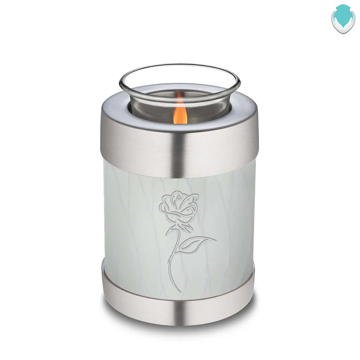 Candle Holder Embrace Pearl White Rose Cremation Urn