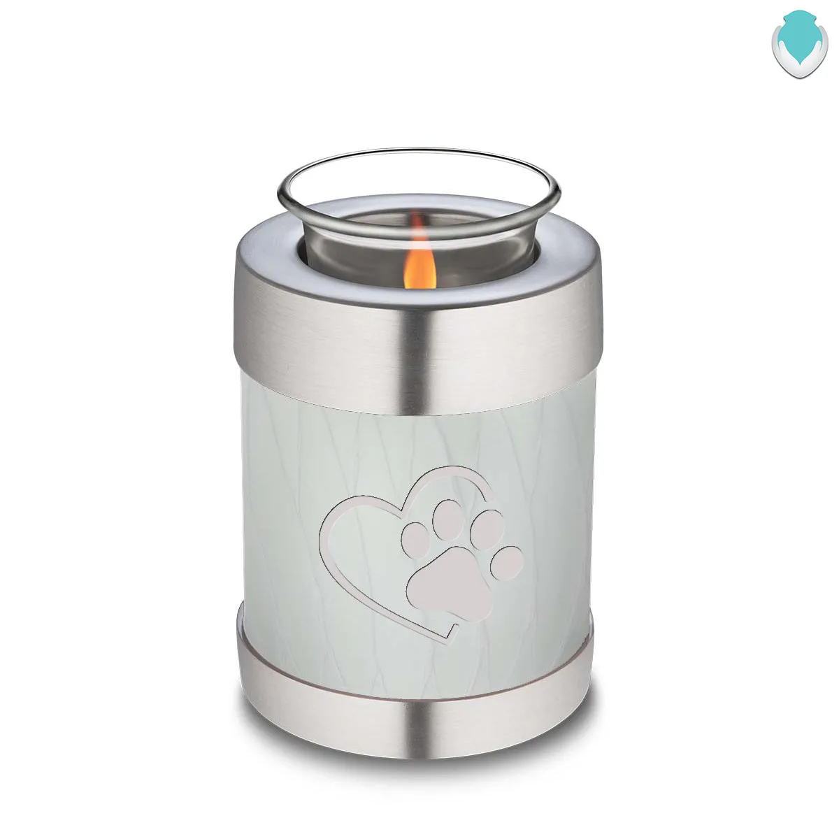 Candle Holder Embrace Pearl White Single Paw Heart Pet Cremation Urn