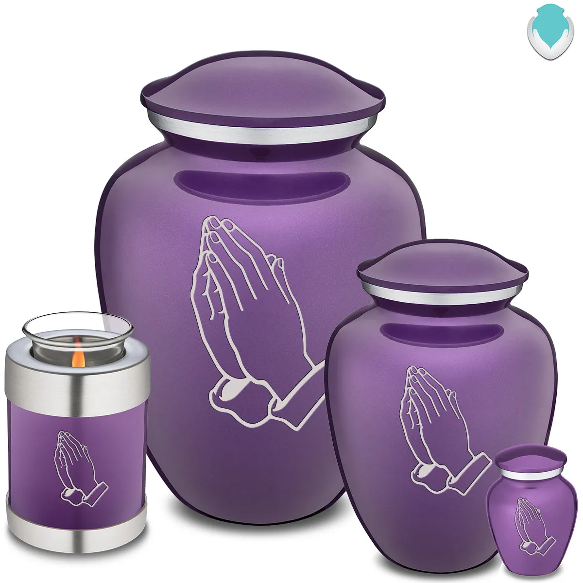 Candle Holder Embrace Purple Praying Hands Cremation Urn