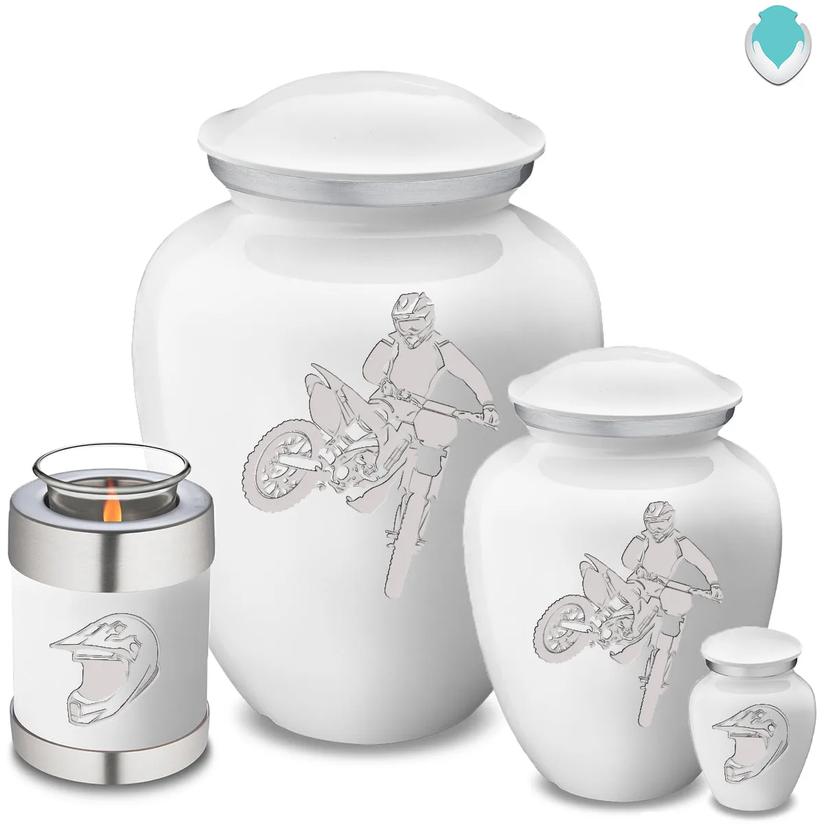 Candle Holder Embrace White Dirt Bike Cremation Urn