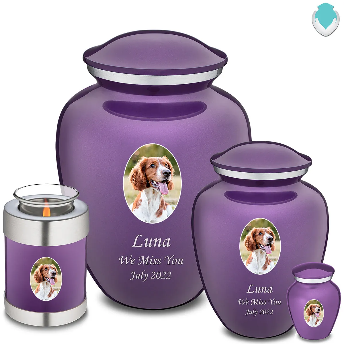Candle Holder Pet Embrace Purple Portrait Cremation Urn