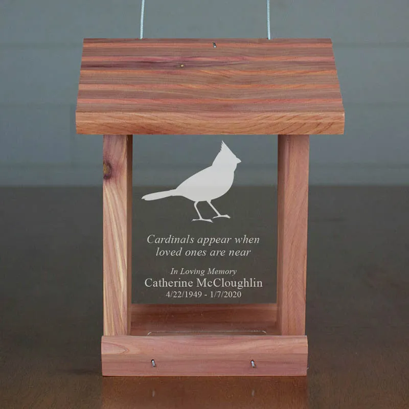 Cardinal Bird Feeder Memorial Personalized Sympathy Gift