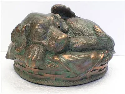 Cast Sleeping Angel Dog Cremation Urn Large - 90 Cubic Inches