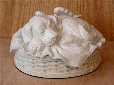 Cast Sleeping Angel Dog Cremation Urn Large - 90 Cubic Inches