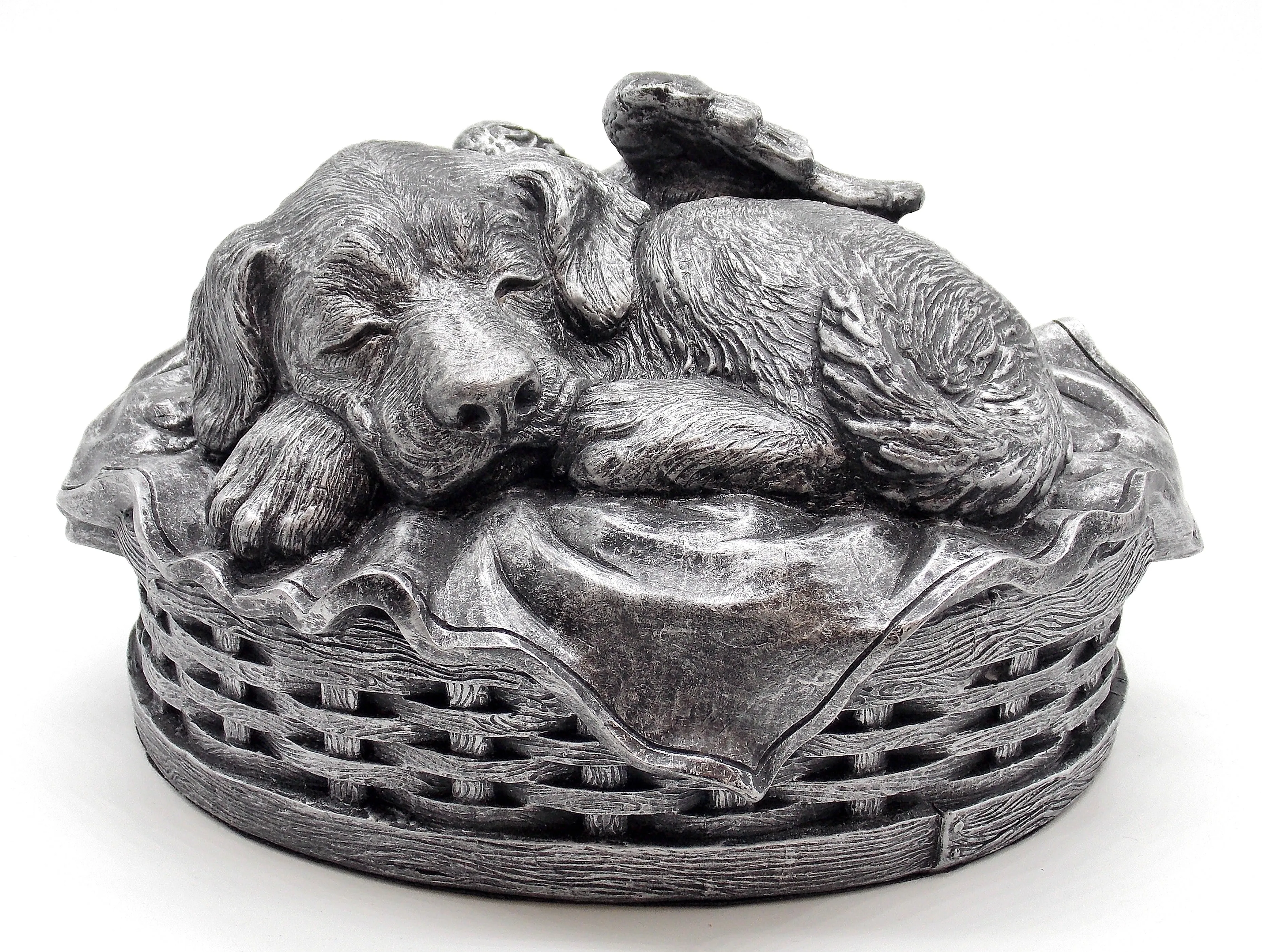Cast Sleeping Angel Dog Cremation Urn Small - 50 Cubic Inches