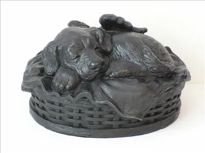 Cast Sleeping Angel Dog Cremation Urn Small - 50 Cubic Inches