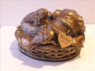 Cast Sleeping Angel Dog Cremation Urn Small - 50 Cubic Inches