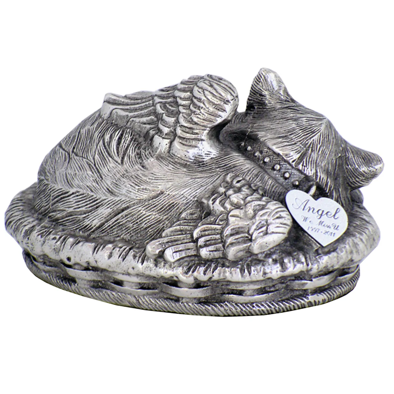 Cat Angel Urn White Porcelain