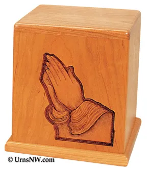 Cherry Keepsake Urn Praying Hands