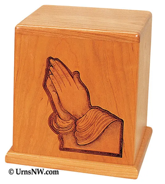 Cherry Keepsake Urn Praying Hands