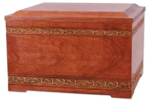 Cherry Wood Memory Chest with Sculpture Art Carving