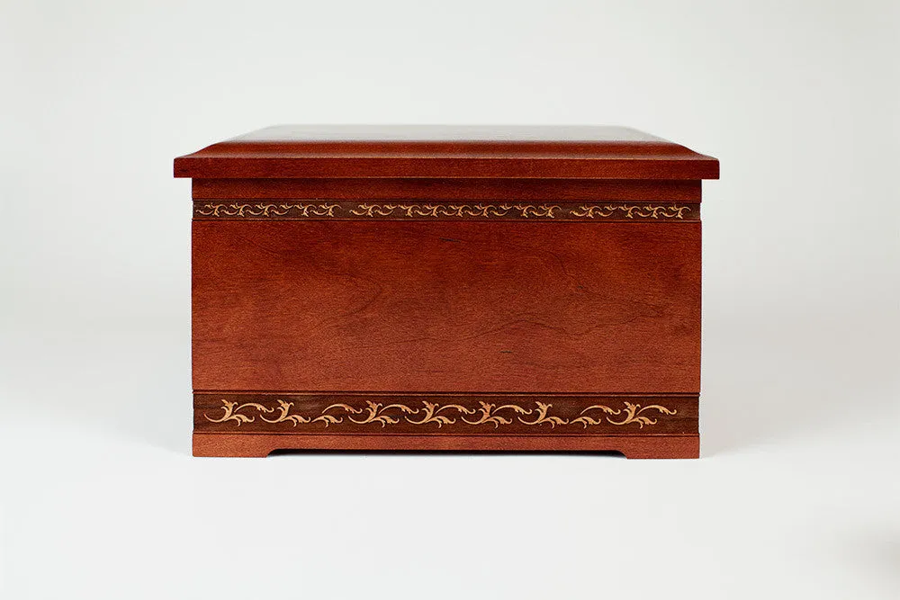 Cherry Wood Urn with Sculpture Art Carving