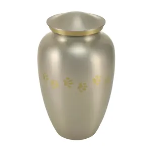 Classic Paw Pewter Cremation Urn | Large Size For Dog or Cat | Holds up to a 195 # Pet