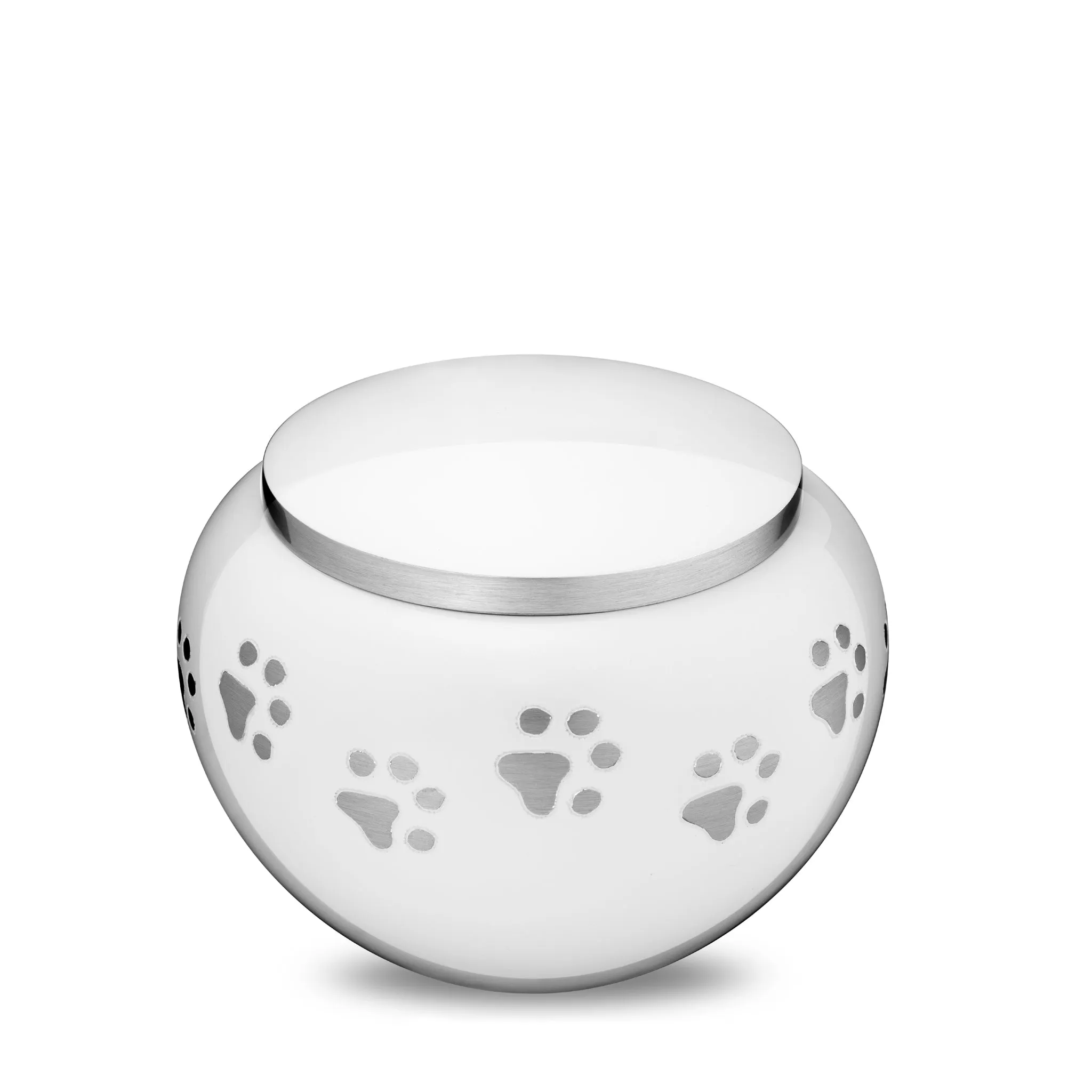 Classic Round Medium Pet Urn White & Bru Pewter