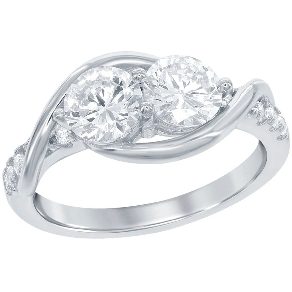 Classic Women's Us2gether Two-Stone White CZ Ring - W-1670