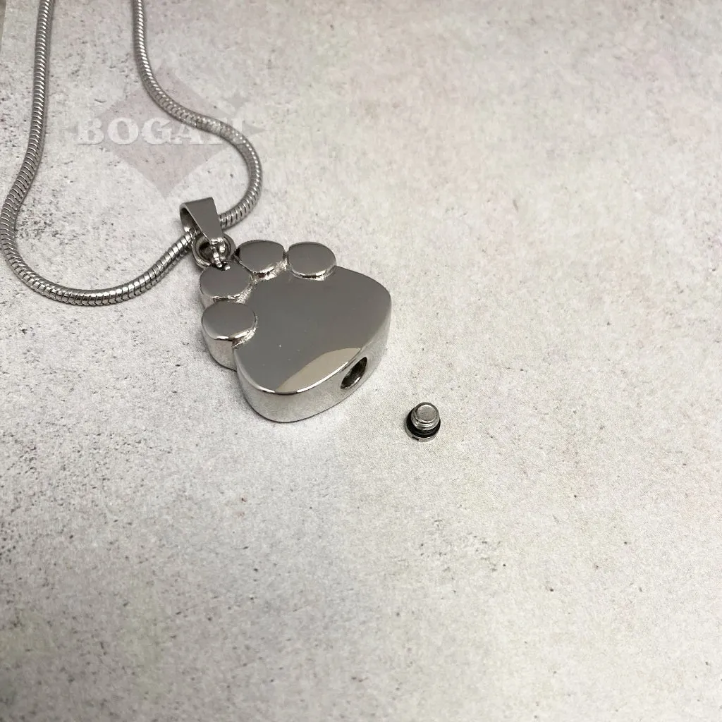CLEARANCE - J-2203 - Paw Print -Silver-tone- Pendant with Chain