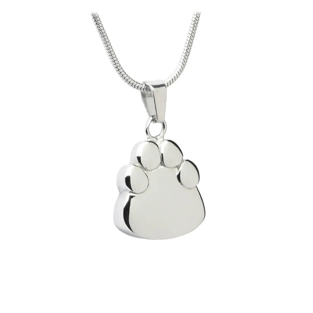 CLEARANCE - J-2203 - Paw Print -Silver-tone- Pendant with Chain