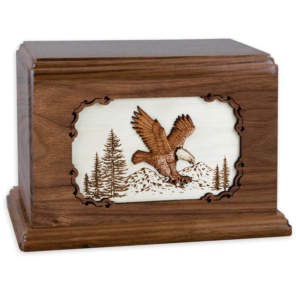 Companion Cremation Urn with American Eagle 3D Wood Inlay