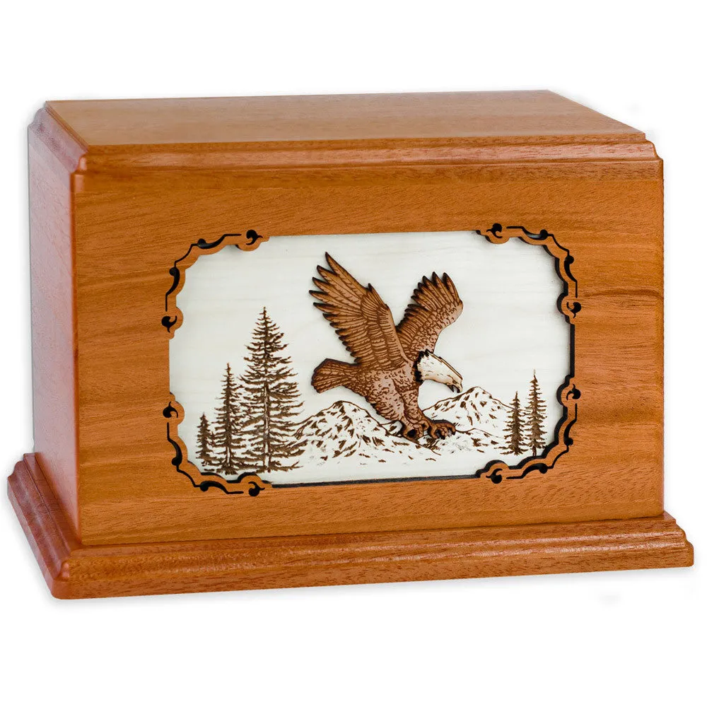 Companion Cremation Urn with American Eagle 3D Wood Inlay