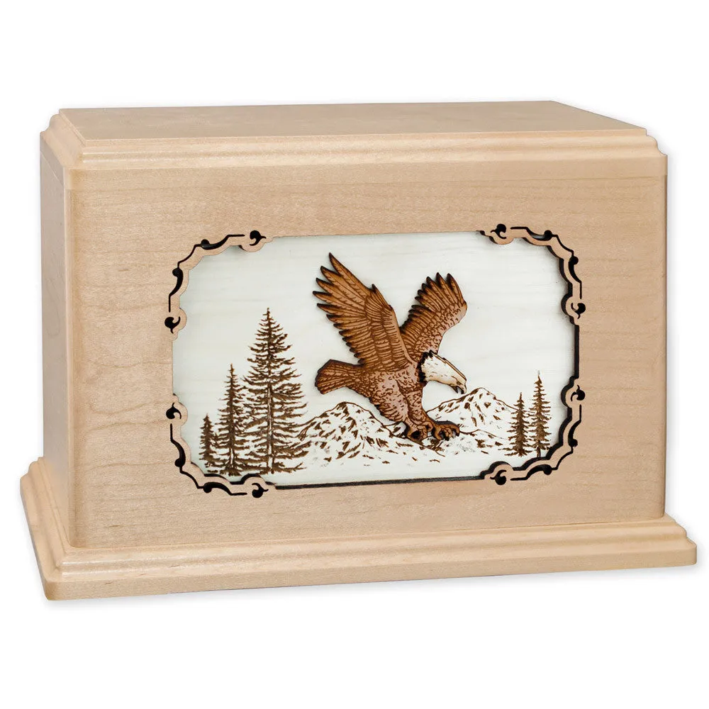 Companion Cremation Urn with American Eagle 3D Wood Inlay