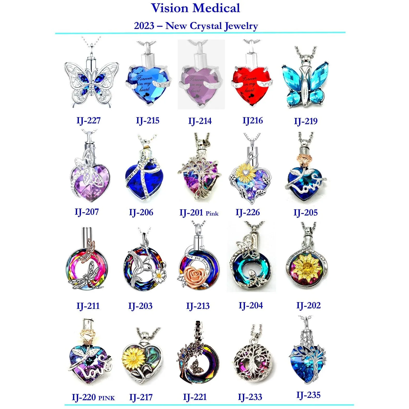 Cremation Ash Pendant | Heart shaped Blue Crystal with "Forever in my Heart" encased in the pendant