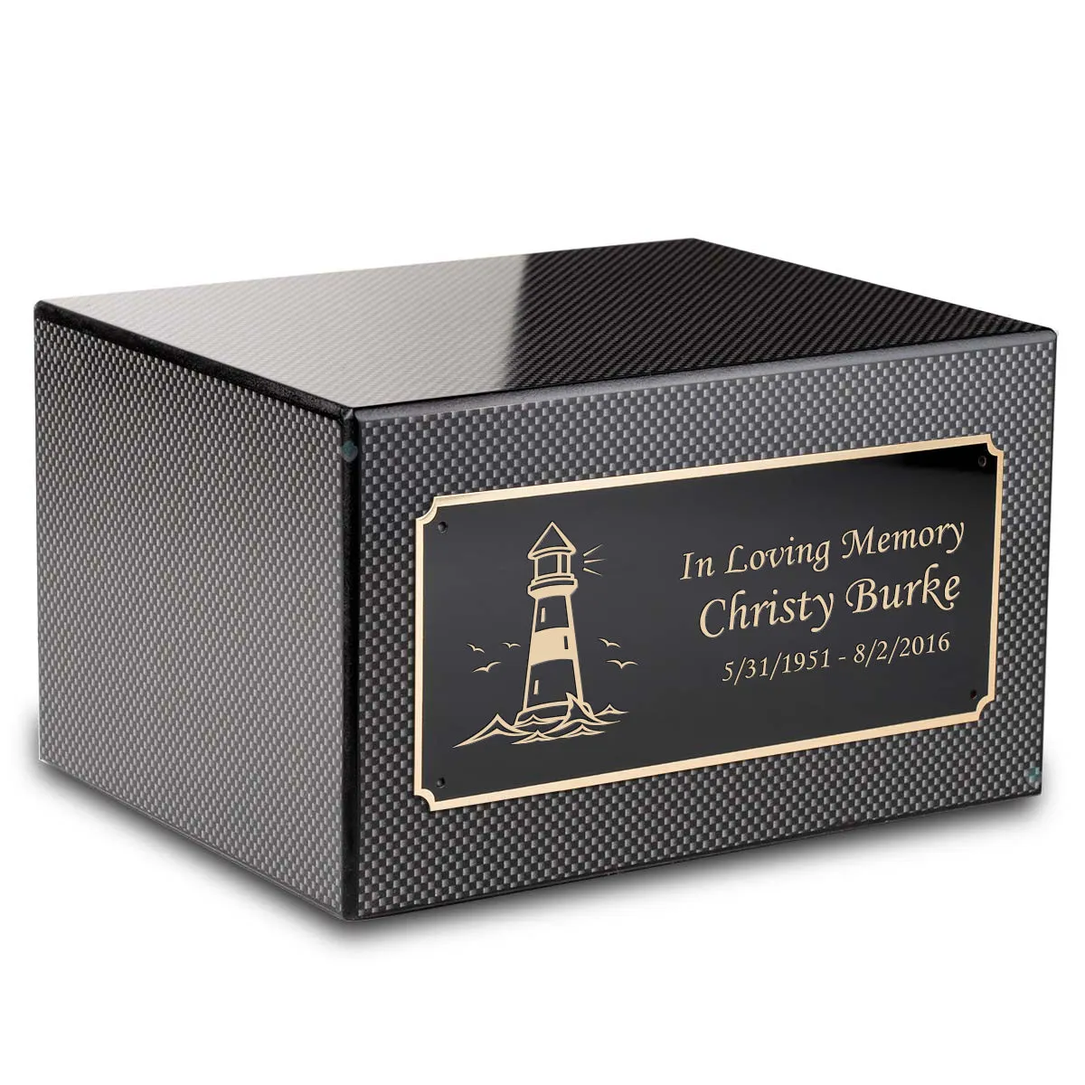 Custom Engraved Heritage Carbon Fiber Adult Cremation Urn Memorial Box for Ashes
