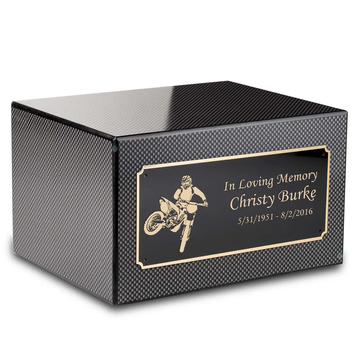 Custom Engraved Heritage Carbon Fiber Adult Cremation Urn Memorial Box for Ashes