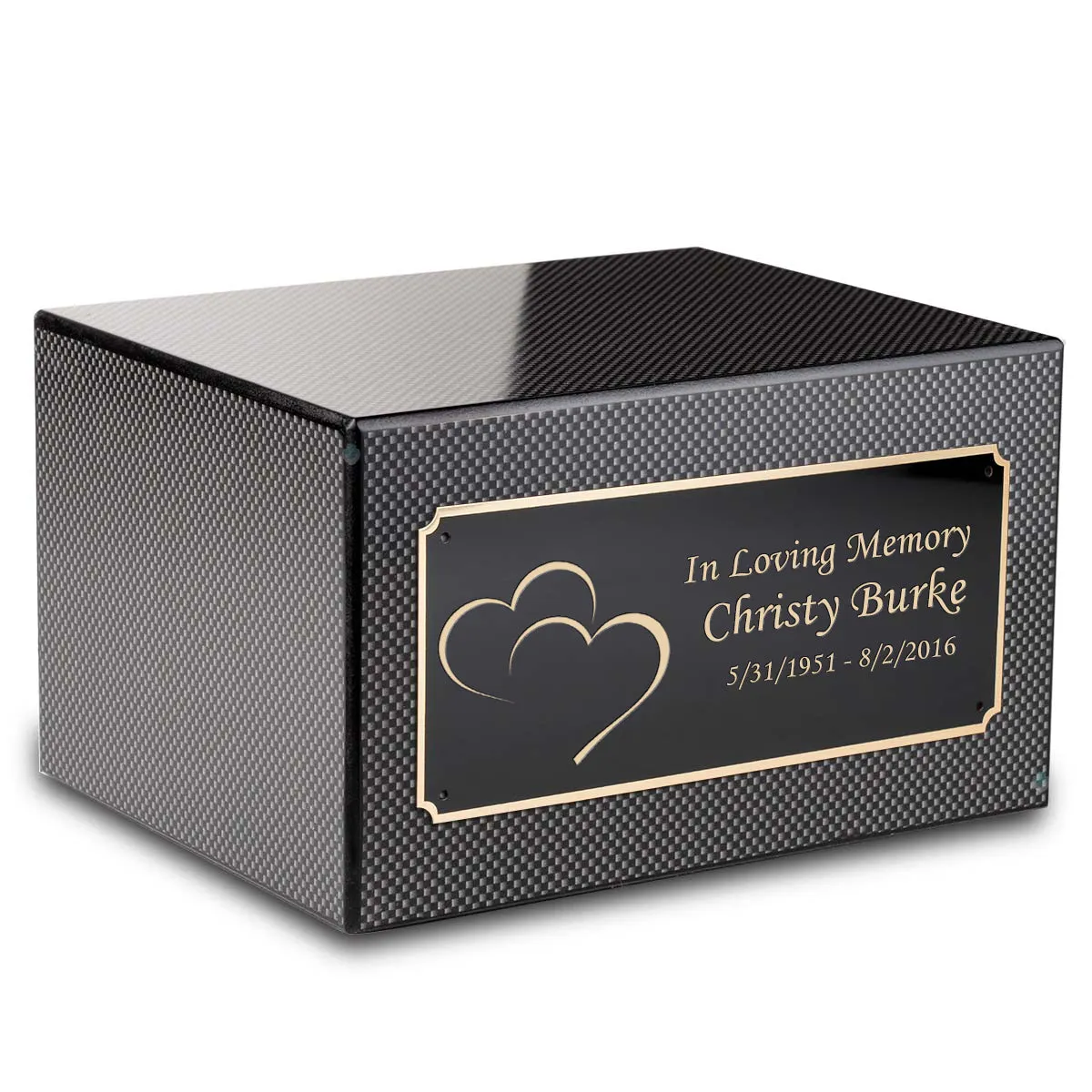 Custom Engraved Heritage Carbon Fiber Adult Cremation Urn Memorial Box for Ashes
