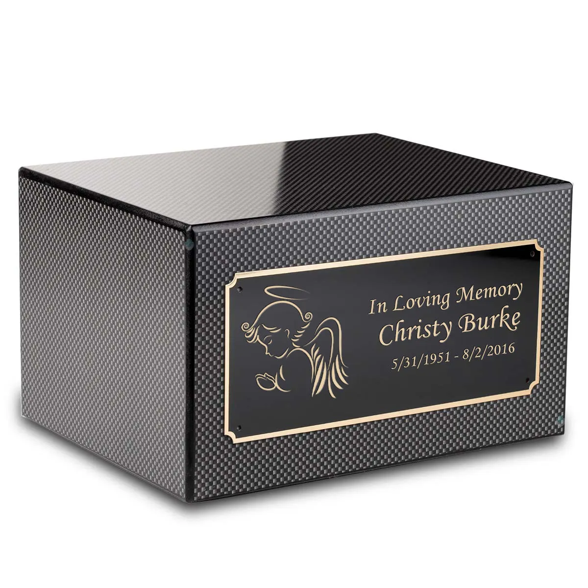 Custom Engraved Heritage Carbon Fiber Adult Cremation Urn Memorial Box for Ashes