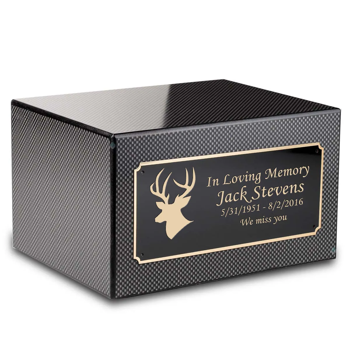 Custom Engraved Heritage Carbon Fiber Adult Cremation Urn Memorial Box for Ashes