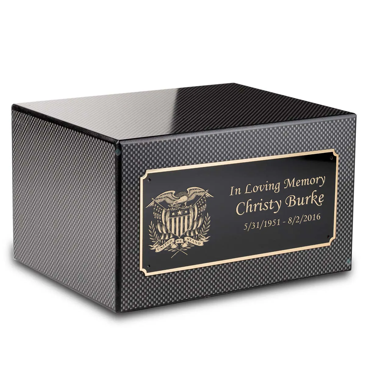 Custom Engraved Heritage Carbon Fiber Adult Cremation Urn Memorial Box for Ashes