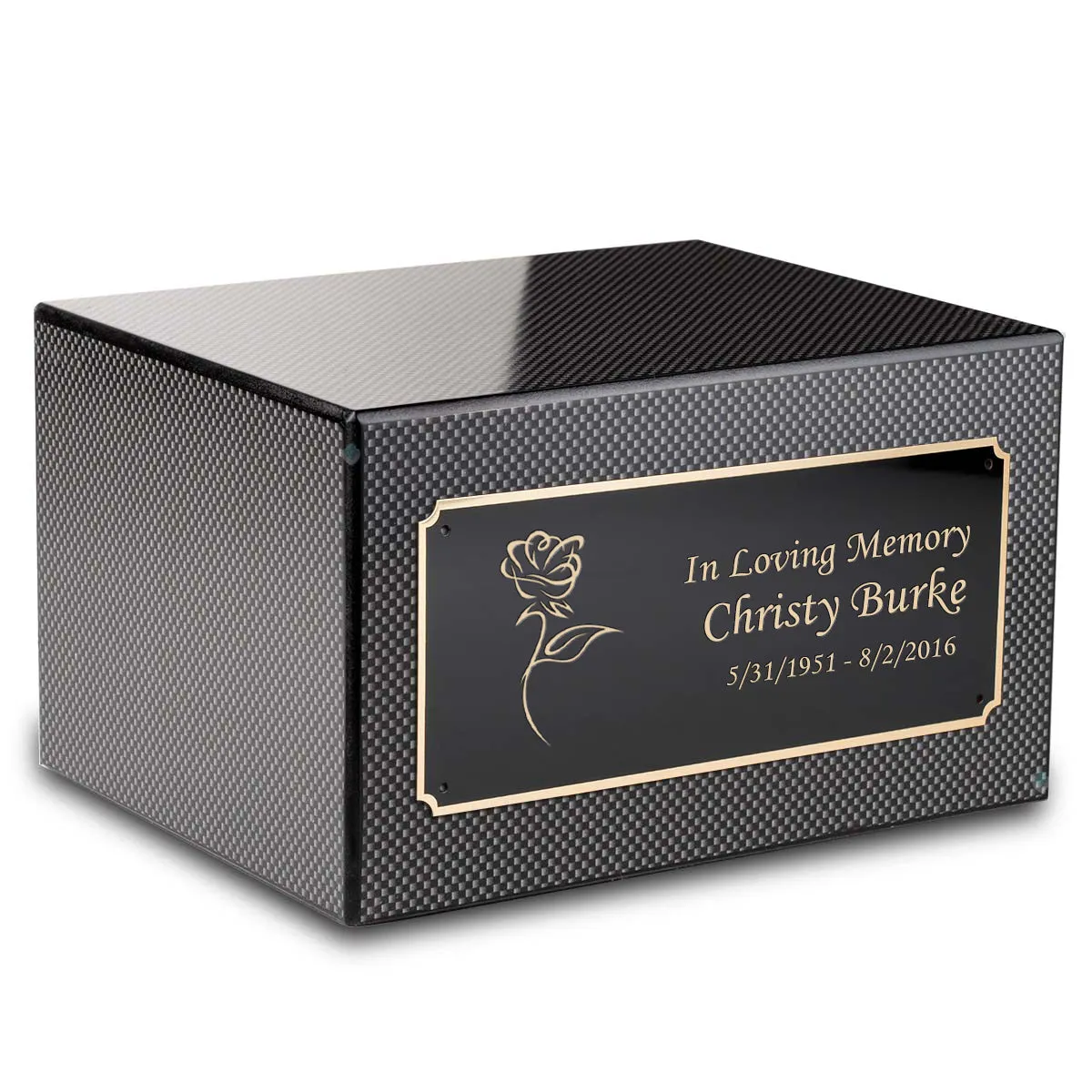 Custom Engraved Heritage Carbon Fiber Adult Cremation Urn Memorial Box for Ashes