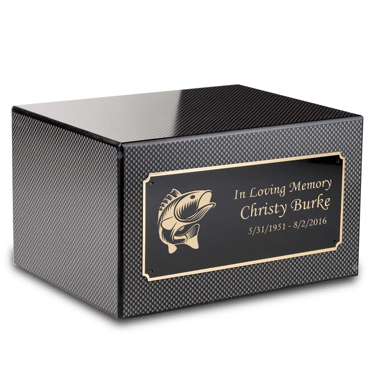 Custom Engraved Heritage Carbon Fiber Adult Cremation Urn Memorial Box for Ashes