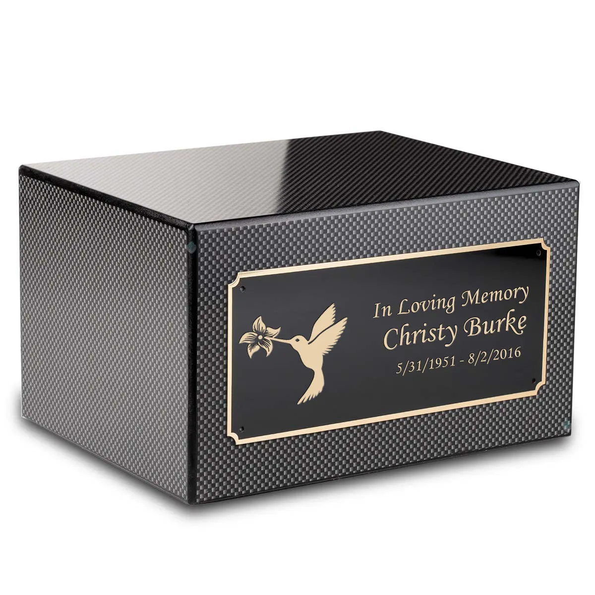 Custom Engraved Heritage Carbon Fiber Adult Cremation Urn Memorial Box for Ashes