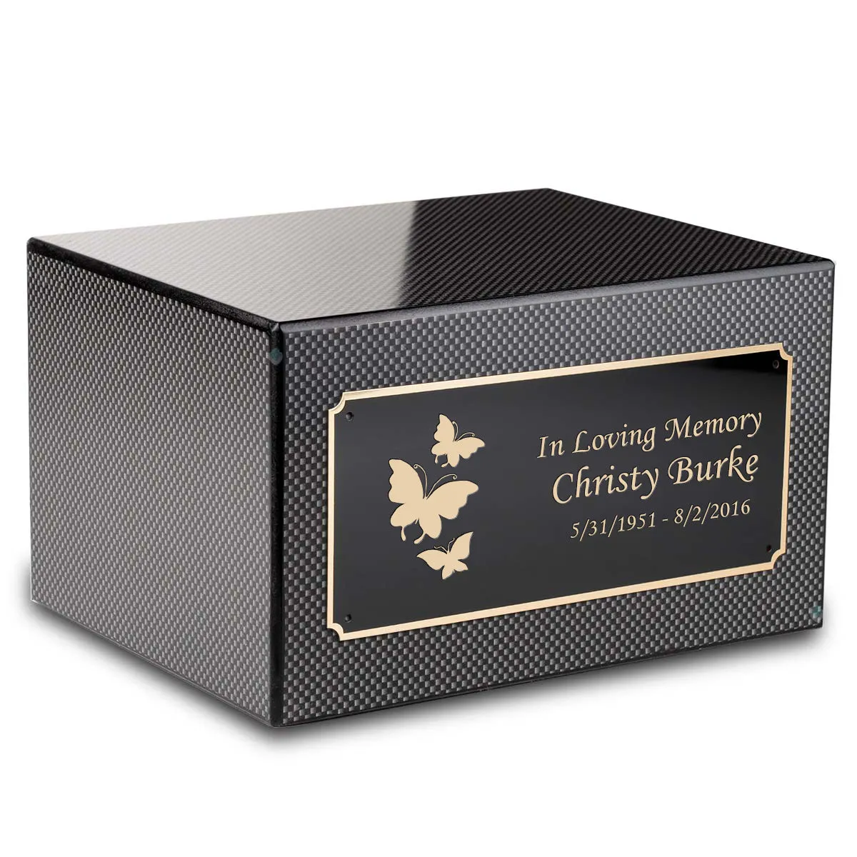 Custom Engraved Heritage Carbon Fiber Adult Cremation Urn Memorial Box for Ashes