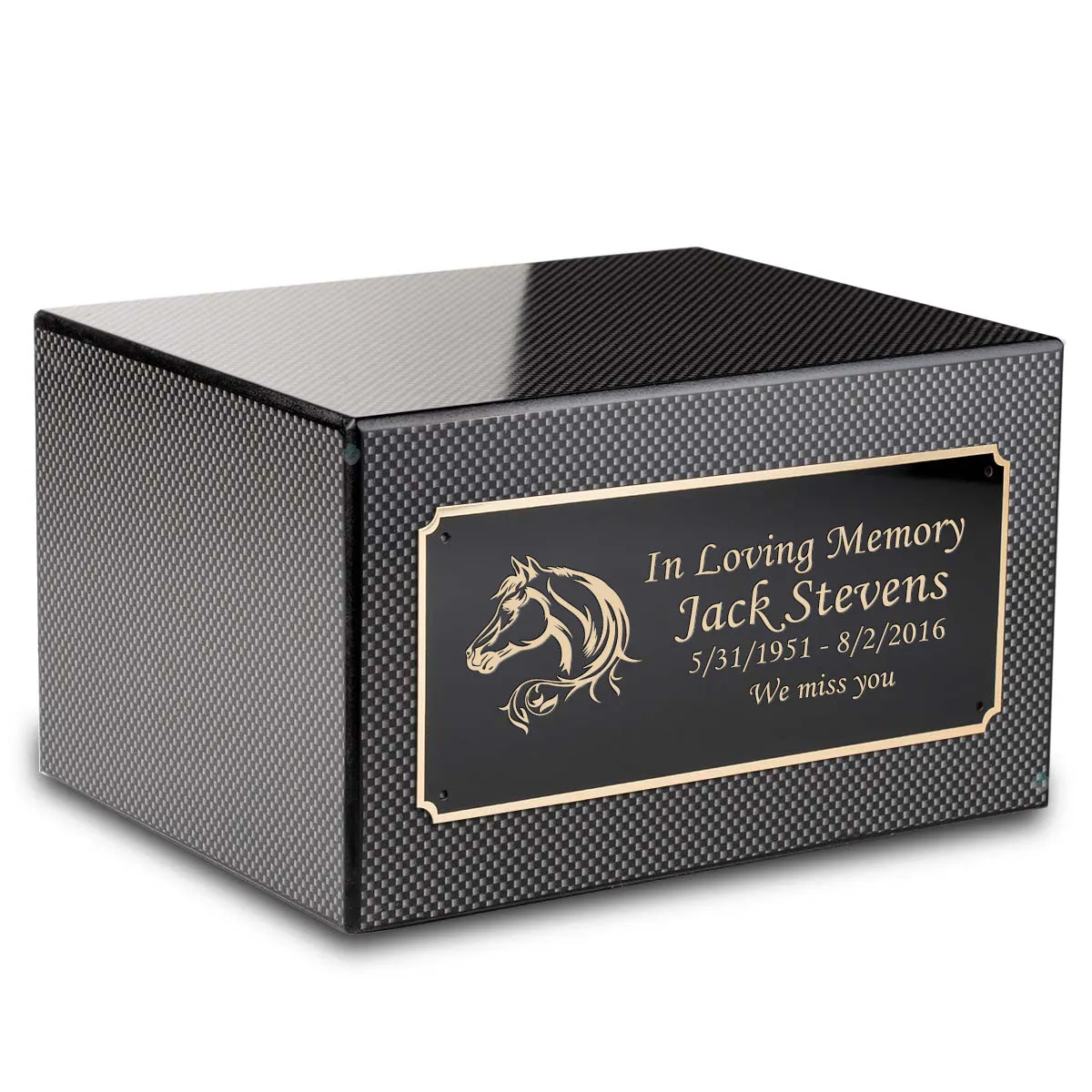Custom Engraved Heritage Carbon Fiber Adult Cremation Urn Memorial Box for Ashes