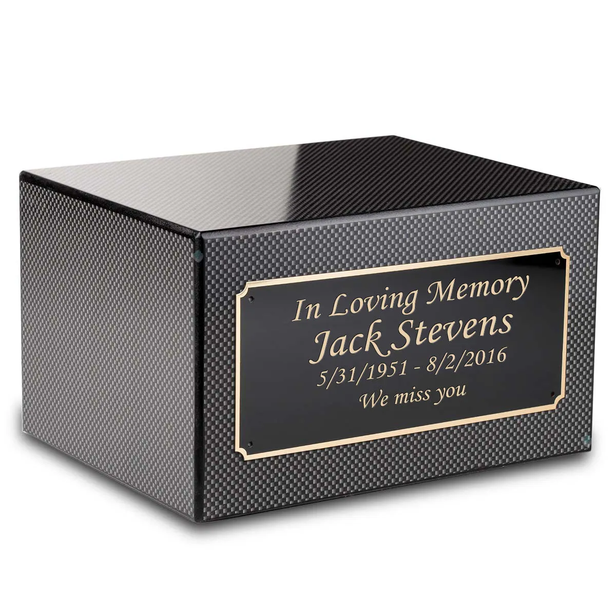 Custom Engraved Heritage Carbon Fiber Adult Cremation Urn Memorial Box for Ashes
