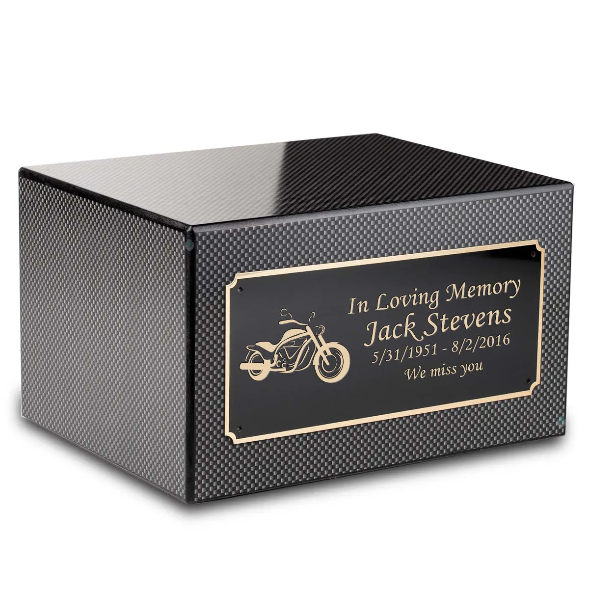Custom Engraved Heritage Carbon Fiber Adult Cremation Urn Memorial Box for Ashes