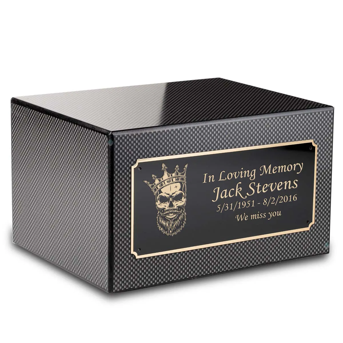 Custom Engraved Heritage Carbon Fiber Adult Cremation Urn Memorial Box for Ashes