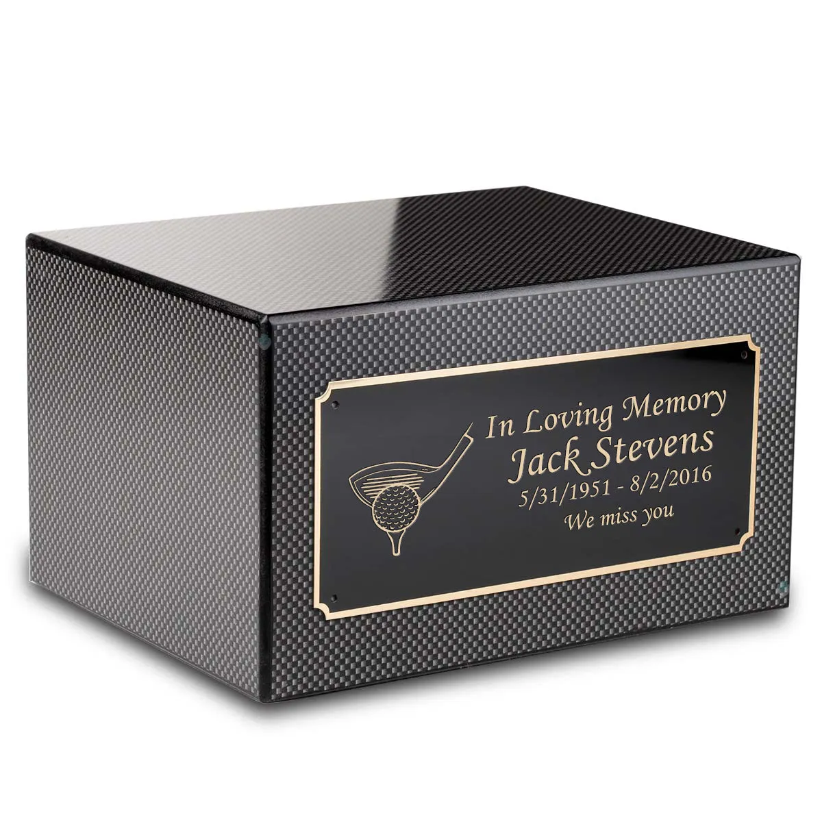 Custom Engraved Heritage Carbon Fiber Adult Cremation Urn Memorial Box for Ashes