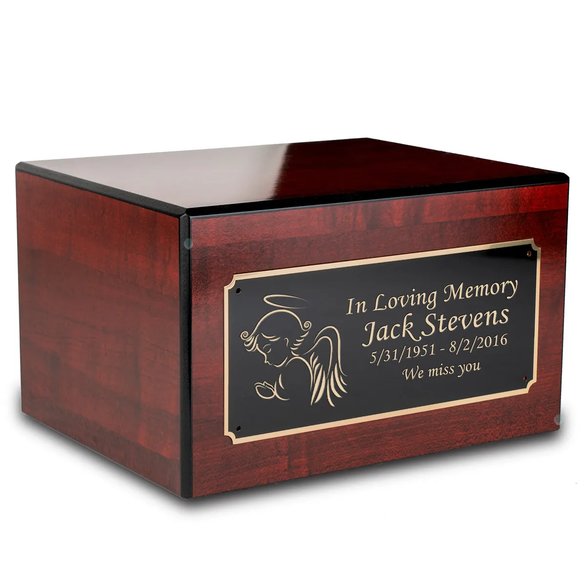 Custom Engraved Heritage Cherry Adult Cremation Urn Memorial Box for Ashes