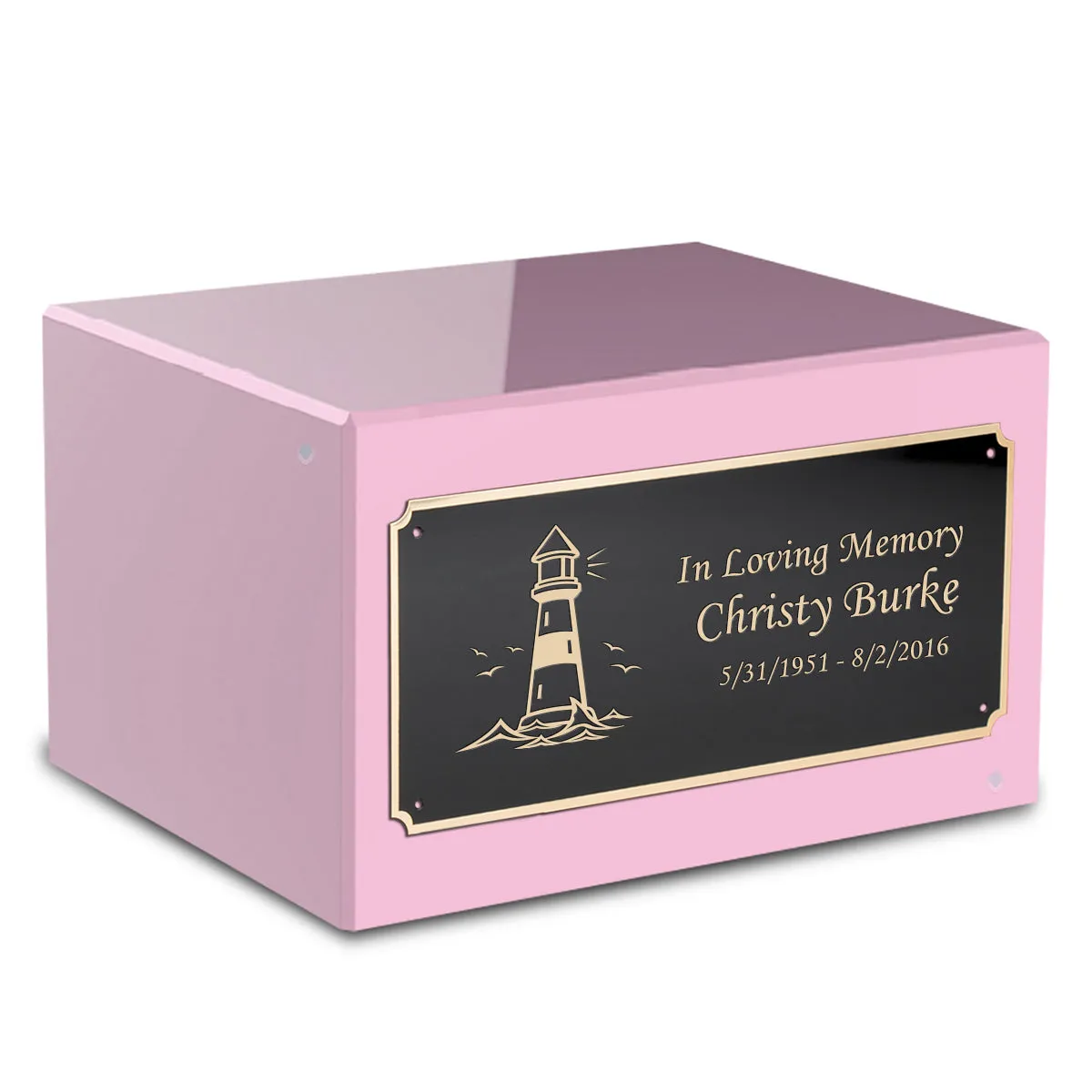 Custom Engraved Heritage Light Pink Adult Cremation Urn Memorial Box for Ashes