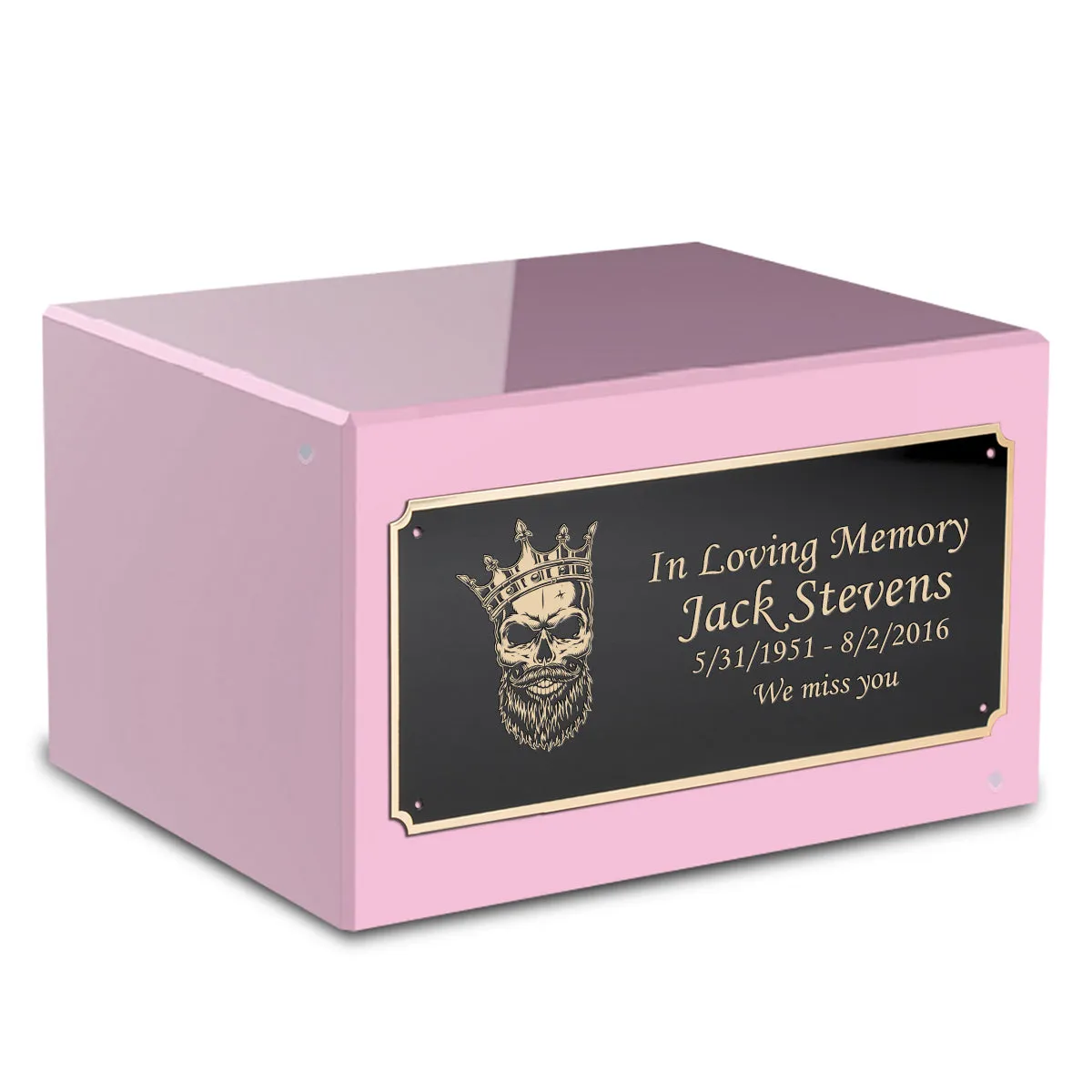 Custom Engraved Heritage Light Pink Adult Cremation Urn Memorial Box for Ashes