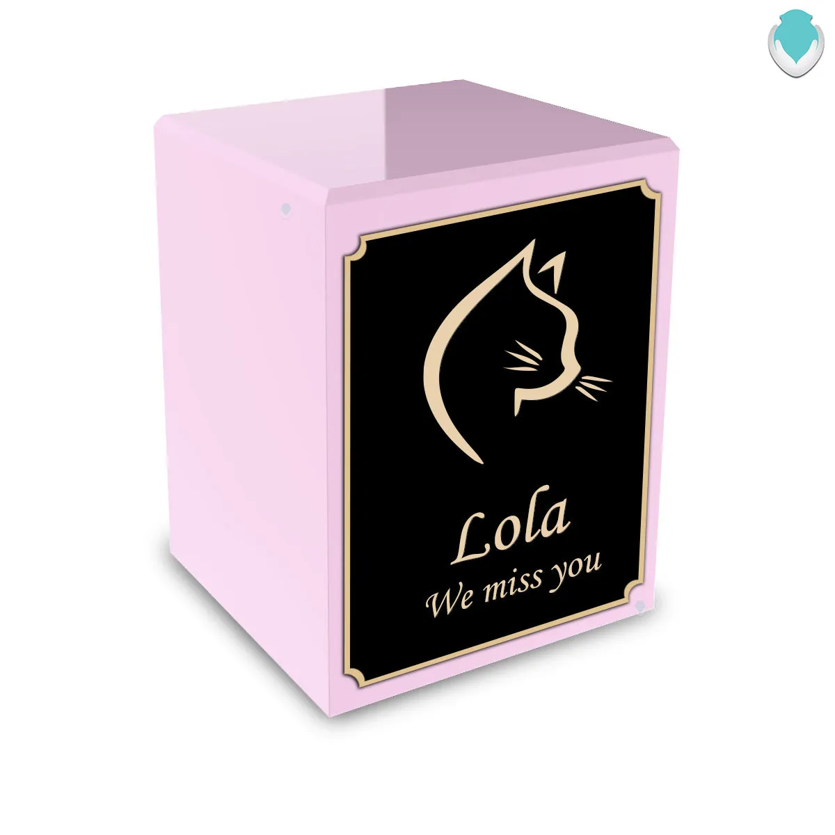 Custom Engraved Heritage Light Pink Cat Small Pet Cremation Urn Memorial Box for Ashes