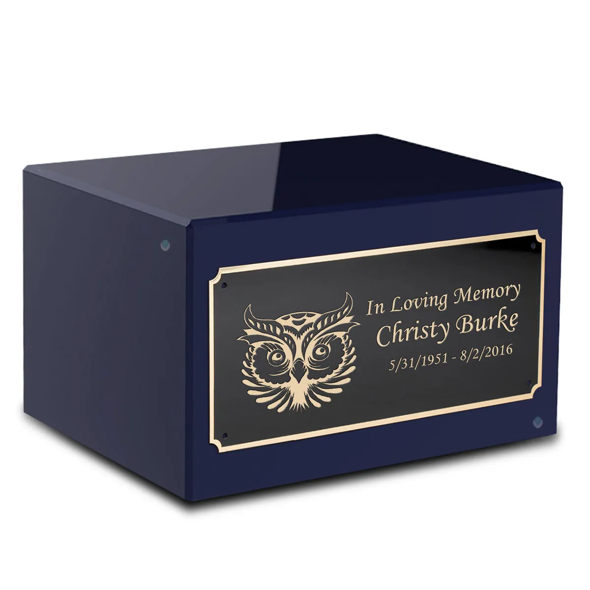Custom Engraved Heritage Navy Adult Cremation Urn Memorial Box for Ashes