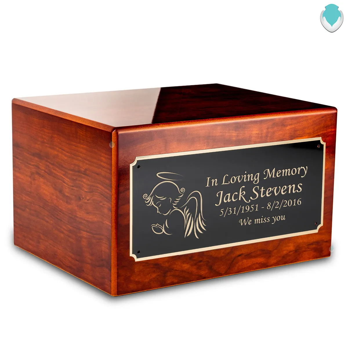 Custom Engraved Heritage Rosewood Adult Cremation Urn Memorial Box for Ashes