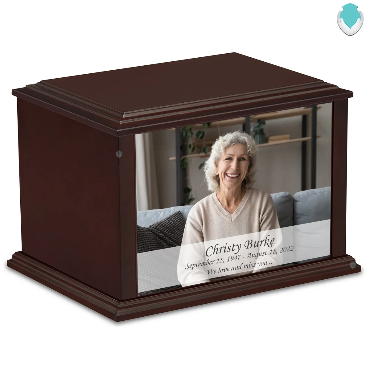 Custom Printed Heritage Everlasting Expressions Portrait Wood Box Cremation Urn