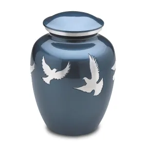 Divine Metal Cremation Urn with Flying Doves