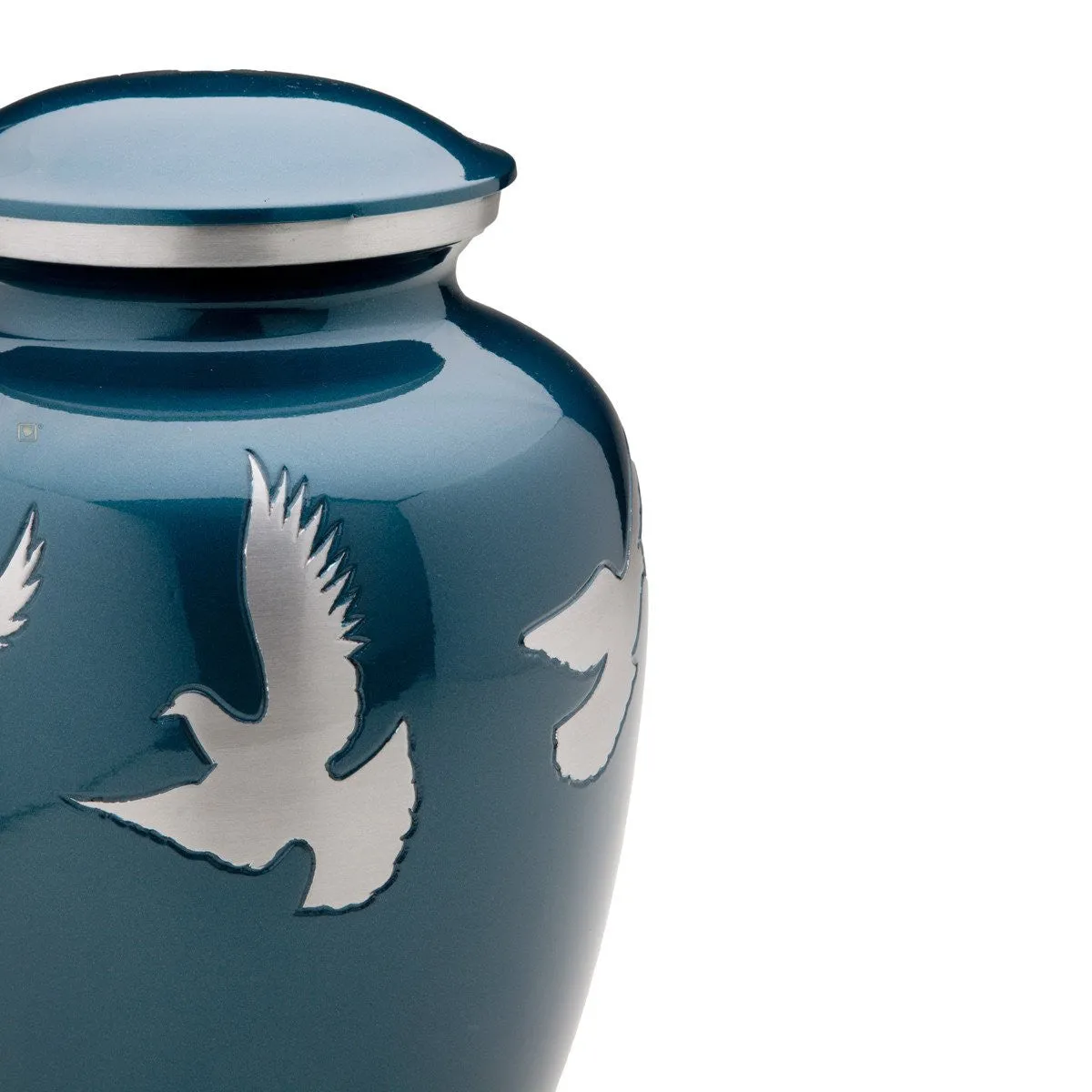 Divine Metal Cremation Urn with Flying Doves