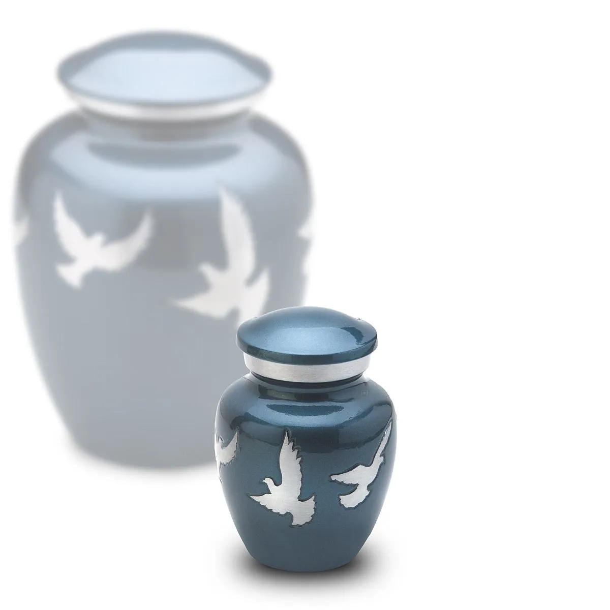 Divine Metal Cremation Urn with Flying Doves